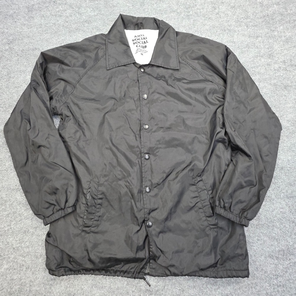 Anti Social Social Club Coaches Jacket Black Mens ASSC Streetwear Windbreaker M